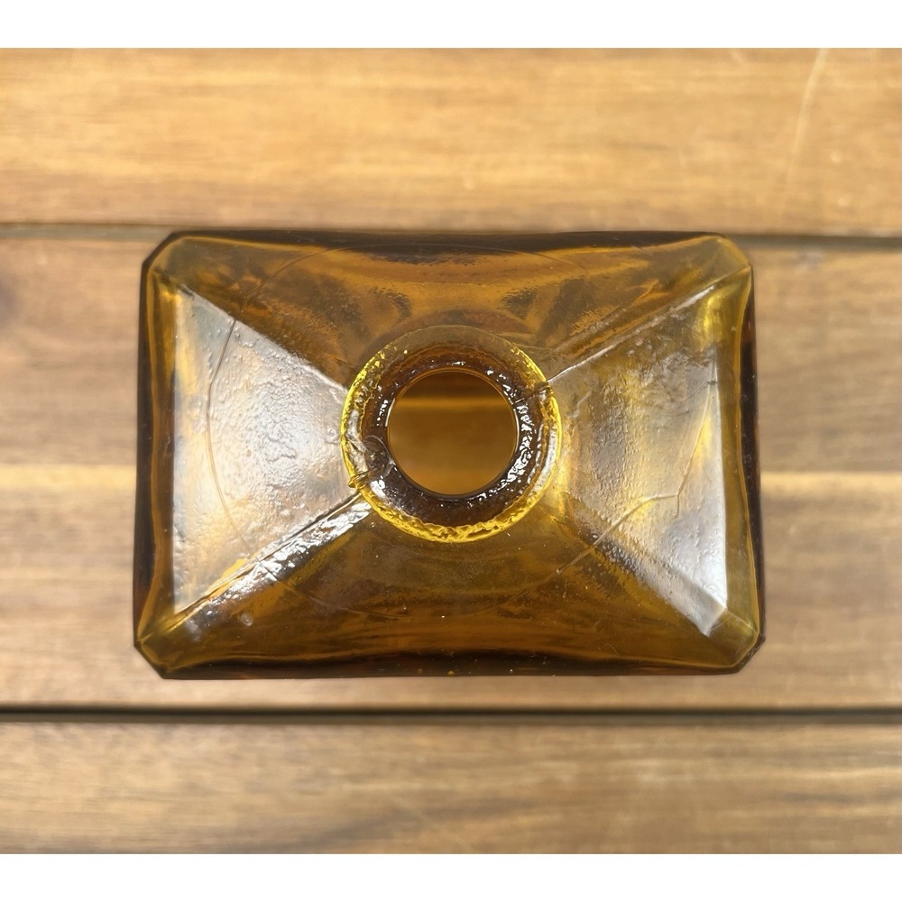 Vintage MCM Amber Glass Decanter Bottle Brutalist Geometric Design - Picture 6 of 9